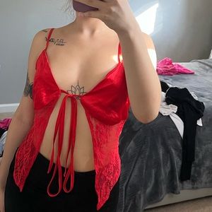red lace top